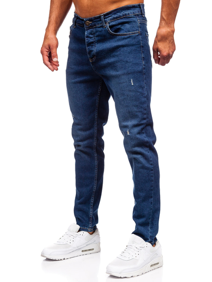 Granatowe spodnie jeansowe męskie slim fit Denley 6561