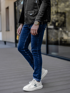 Granatowe spodnie jeansowe męskie slim fit Denley DP52