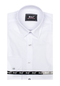 Biała koszula męska elegancka z długim rękawem Bolf 6944