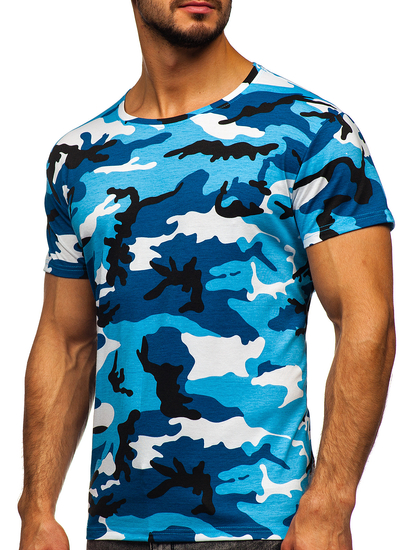 Błękitny t-shirt męski moro Denley S807