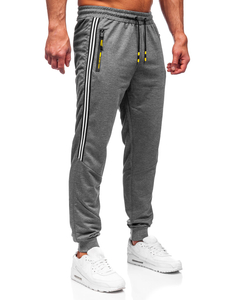 Antracytowe spodnie męskie joggery dresowe Denley K10338