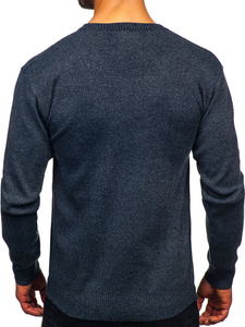 Granatowy sweter męski w serek Denley S8725