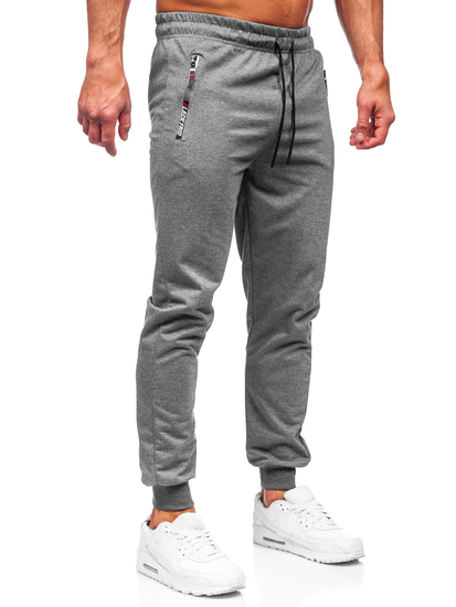 Antracytowe spodnie męskie joggery dresowe Denley JX5003