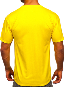 Żółty-neon bawełniany bez nadruku t-shirt męski Denley B459