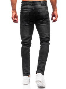 Czarne spodnie jeansowe męskie slim fit Denley 6489