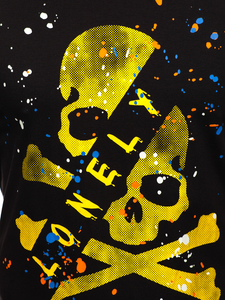 Czarny T-shirt męski z nadrukiem Denley Y70008
