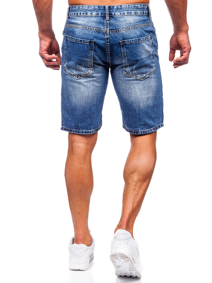 Granatowe krótkie spodenki jeansowe męskie Denley RJ952