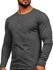 Longsleeve męski zapinany na guziki antracytowy Bolf 1114