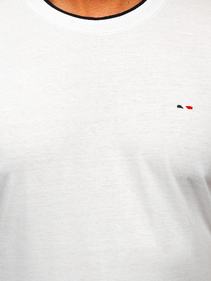 Biały t-shirt męski bez nadruku Denley 14316