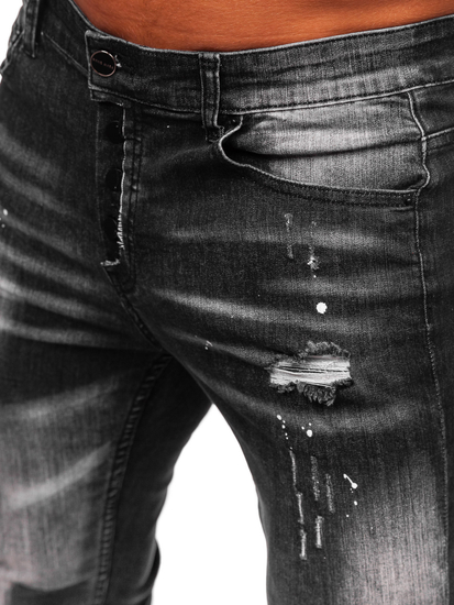 Czarne spodnie jeansowe męskie slim fit Denley MP0168N