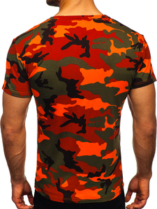 Zielono-pomarańczowy t-shirt męski moro Denley S807