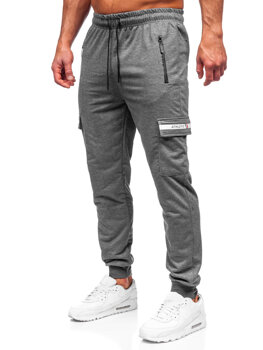 Antracytowe bojówki spodnie męskie joggery dresowe Denley JX5063