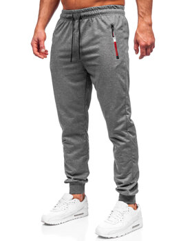 Antracytowe spodnie męskie joggery dresowe Denley JX5007