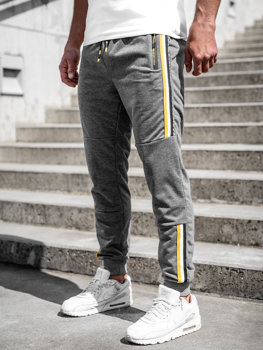 Antracytowe spodnie męskie joggery dresowe Denley K10336A