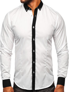 Biała koszula męska elegancka z długim rękawem Bolf 21750