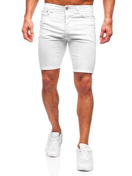 Białe krótkie spodenki jeansowe męskie Denley 0362