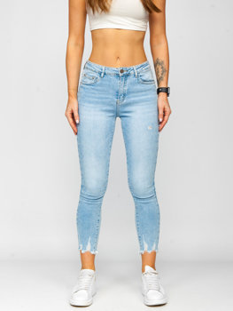 Błękitne spodnie jeansowe damskie Skinny Denley S9983