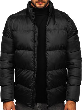 Czarna pikowana kurtka męska zimowa Denley 0025