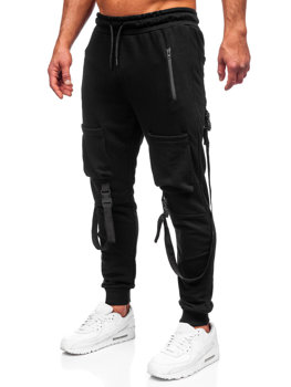 Czarne bojówki spodnie męskie joggery dresowe Bolf 6581