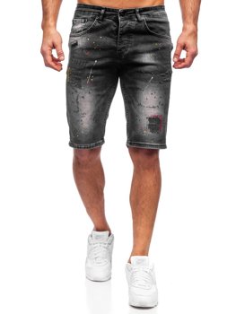 Czarne jeansowe krótkie spodenki męskie Denley 3014