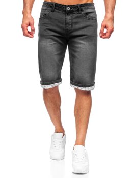 Czarne jeansowe krótkie spodenki męskie Denley K15004-2