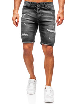 Czarne krótkie spodenki jeansowe męskie Denley 0392