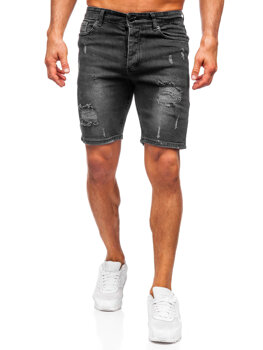 Czarne krótkie spodenki jeansowe męskie Denley 0491