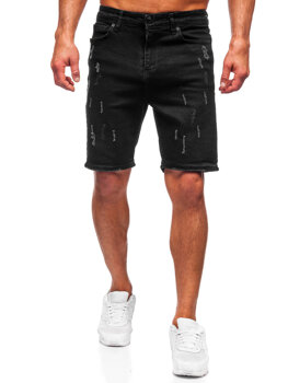 Czarne krótkie spodenki jeansowe męskie Denley 0621