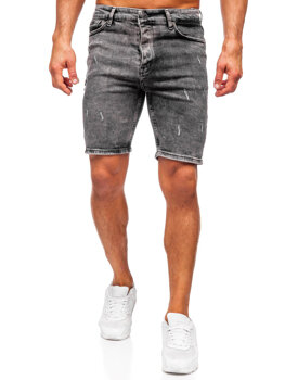 Czarne krótkie spodenki jeansowe męskie Denley 0668