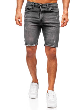 Czarne krótkie spodenki jeansowe męskie Denley 0676