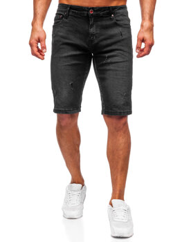 Czarne krótkie spodenki jeansowe męskie Denley TF194