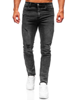 Czarne spodnie jeansowe męskie regular fit Denley K10009-2