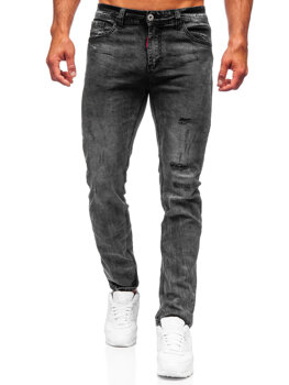 Czarne spodnie jeansowe męskie regular fit Denley K10010-2