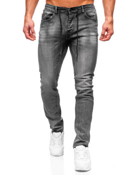 Czarne spodnie jeansowe męskie regular fit Denley MP021G
