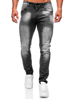 Czarne spodnie jeansowe męskie slim fit Denley MP0001N