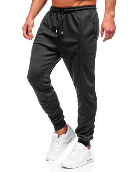 Czarne spodnie męskie joggery dresowe Denley 8K183