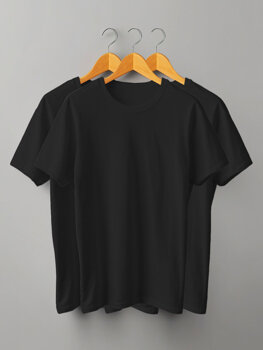 Czarny T-shirt damski bez nadruku Denley SD211-3P 3PACK