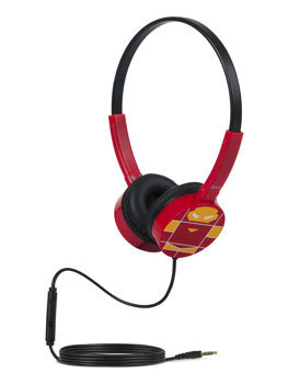 Czerwone słuchawki nauszne przewodowe z mikrofonem Iron Man dla dzieci W15IM