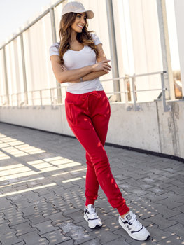 Czerwone spodnie dresowe damskie Denley CK-01B