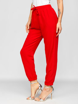 Czerwone spodnie joggery damskie Denley W5071