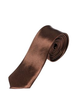 Elegancki krawat męski brązowy wąski Denley K001