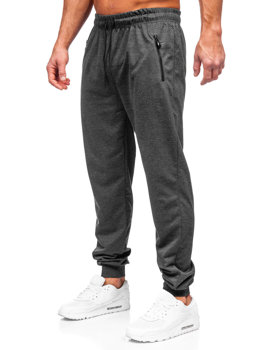Grafitowe spodnie męskie joggery dresowe Denley JX6103