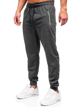 Grafitowe spodnie męskie joggery dresowe Denley JX6108