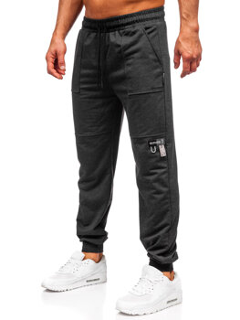 Grafitowe spodnie męskie joggery dresowe Denley JX6365