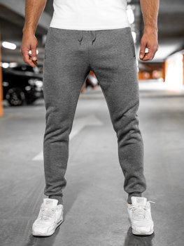 Grafitowe spodnie męskie joggery dresowe Denley XW06A