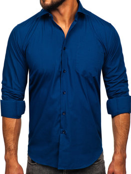 Granatowa koszula męska elegancka z długim rękawem Denley M14