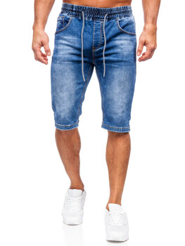 Granatowe jeansowe krótkie spodenki męskie Denley KR1505