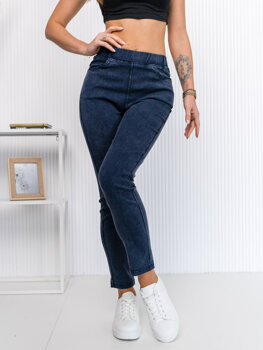 Granatowe jeansowe legginsy damskie Denley S113