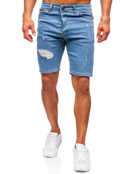 Granatowe krótkie spodenki jeansowe męskie Denley 0429