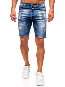 Granatowe krótkie spodenki jeansowe męskie Denley 0582